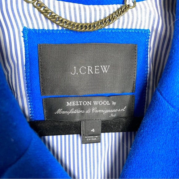 J. CREW Wool Melton Short Peacoat Coat Cobalt Royal Blue - Picture 3 of 6